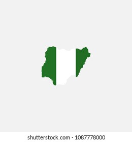 Nigeria Map and Flag of Vector Illustration