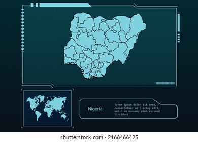 Nigeria Map Futuristic  infographic Map element collection background