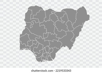 Nigeria Map grey Color on White Background  Png