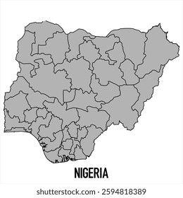 Nigeria map in grey style isolated on white background. Vector illustration