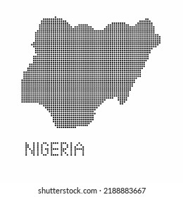 Nigeria map with grunge texture in dot style. Abstract vector illustration of a country map with halftone effect for infographic. 