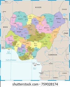 Nigeria Map - High Detailed Vector Illustration