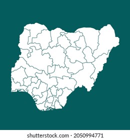 Nigeria map High Detailed. white color. on green background. Abstract design vector illustration eps 10