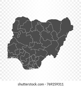 Nigeria map isolated on transparent background