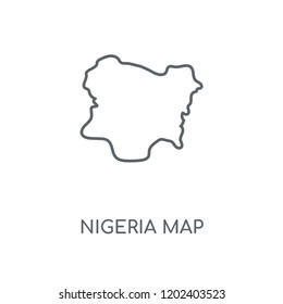 Nigeria map linear icon. Nigeria map concept stroke symbol design. Thin graphic elements vector illustration, outline pattern on a white background, eps 10.