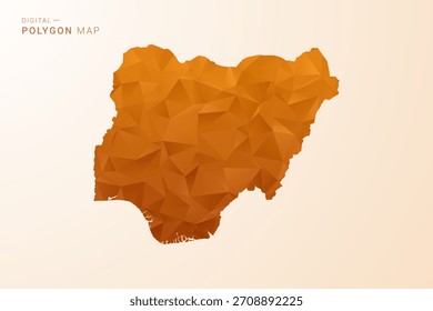 Nigeria Map - Low Poly Polygon Vector Illustration in Orange Hue, Clean Geometric Style, Isolated on White Background.