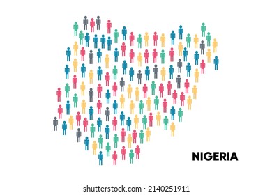 Nigeria Map made by a group of people, Population. Globalization. People from different countries