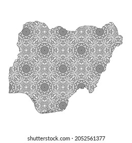 Nigeria map with mandala Design. Vector Illustration