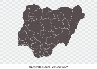 Nigeria Map Minimalist  High-Quality PNG  Ash Color on Transparent Background Perfect for presentations infographics educational materials and graphic design projects