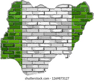 Nigeria map on a brick wall - Illustration