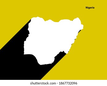 Nigeria Map on retro poster with long shadow. Vintage sign easy to edit, manipulate, resize or colorize.