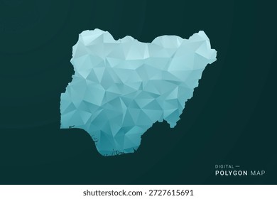 Nigeria Map - Polygon style vector illustration in green and blue low poly geometric design, clean minimal silhouette for infographic.