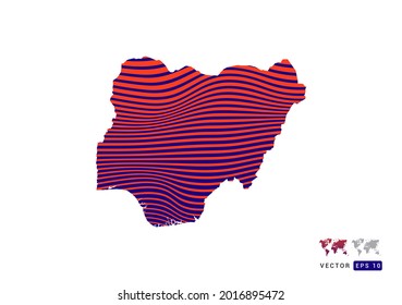 Nigeria mapea el rojo y el azul del abstracto con el vector de ondas dinámicas.