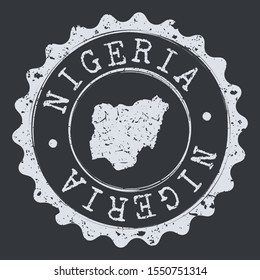 Nigeria Map Seal. Silhouette Postal Passport Stamp. Round Vector Icon Postmark.