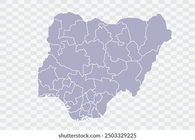 Nigeria Map silver Color on White Background quality files Png