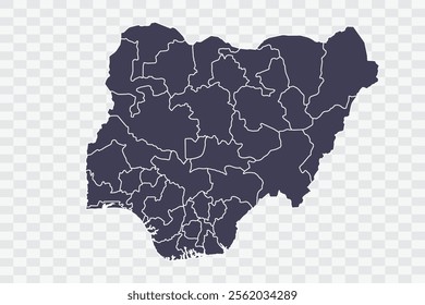 Nigeria Map Slate Color on White Background quality files Png