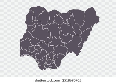 Nigeria Map Smoke Color on White Background quality files Png