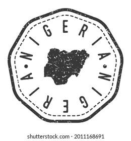 Nigeria Map Stamp Retro Postmark. Silhouette Postal Passport. Seal Round Vector Icon. Badge Vintage Postage Design.