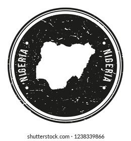 Nigeria Map Symbol Round Design Stamp Travel and Business.