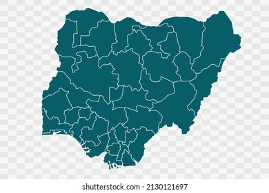 Nigeria Map  Teal Green Color on Backgound png