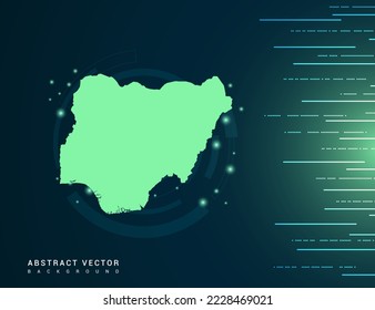 Nigeria map of technology green futuristic Background vector.