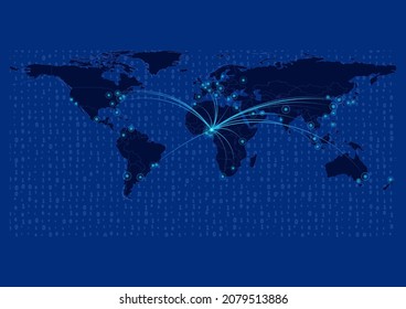Nigeria map for technology or innovation or export concepts. Connections of the country to major cities around the world. File is suitable for digital editing and prints of all sizes.