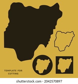 Mapa de Nigeria Plantilla para corte láser, tallado de madera, corte de papel. Siluetas para cortar. Esténcil vector de mapa de Nigeria.