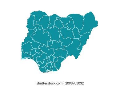 Nigeria map vector, Abstract design vector illustration Eps 10. sea color palette color.High Detailed on white background.