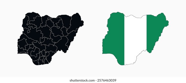 Nigeria Map vector icon. Map of Nigeria in Flag colors.