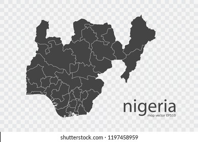 nigeria map vector, isolated on transparent background