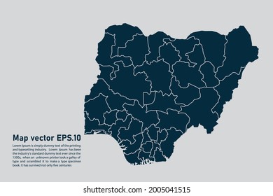 Mapa vectorial de Nigeria. aislado en fondo gris claro