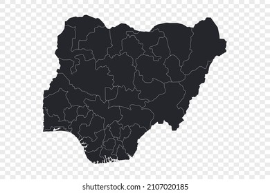 Nigeria map vector, isolated on transparent background