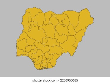 Nigeria map vector, Isolated on gray background