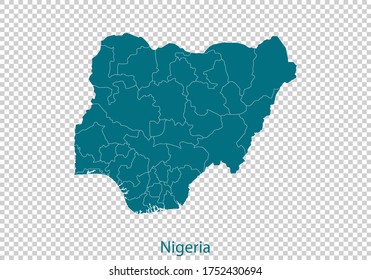Vector de mapa de Nigeria, color de cáscara aislado en fondo transparente