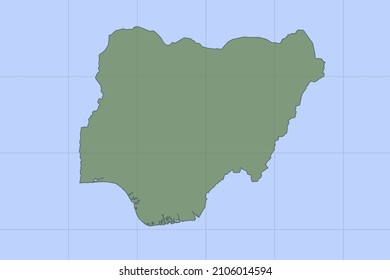 Nigeria Map - World map International vector template with green color on blue background and grid design for design, education, website, infographic, banner - Vector illustration eps 10