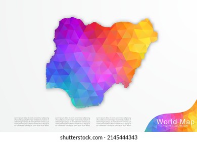 Mapa de Nigeria - Mapa mundial de la plantilla de vector internacional con estilo de polígono y gradiente colorido aislado en fondo blanco para sitio web, diseño, infografía - Ilustración vectorial eps 10