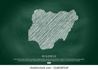 Nigerianische Karte - Weltkarte, internationale Vektorvorlage mit weißer Umrisskizze und alter Schulart einzeln auf grünem Hintergrund - Vektorgrafik10