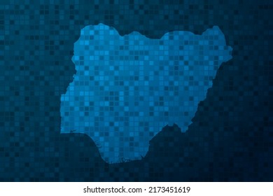 Nigeria Map - World Map international vector template with technology style isolated on blue pixel background for education, design, website, infographic - Vector illustration eps 10