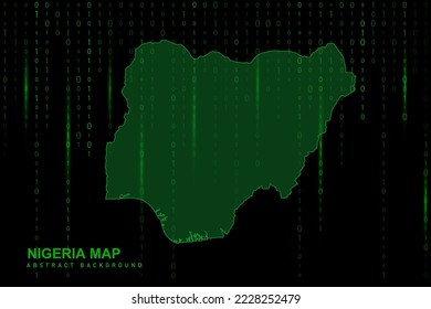 Nigeria Map - World Map International vector template with Matrix green binary computer code background including light for design, website, hacker concept - Vector illustration eps 10