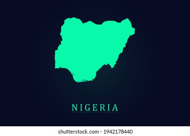 Nigeria Map - World map vector template with green color gradient isolated on dark background - Vector illustration eps 10