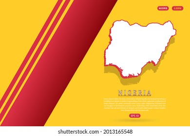 Nigeria Map - World map vector template with isometric style including shadow, white and red color on yellow background for website, infographic, banner - Vector illustration eps 10