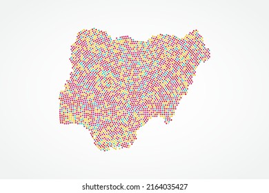 Nigeria Map - World map vector template with colorful dots, grid, grunge, halftone style isolated on white background for education, infographic, design, website - Vector illustration eps 10