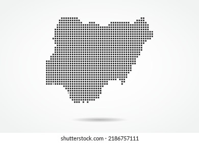Nigeria Map - World map vector template with Black pixel, grid, grunge, halftone style isolated on white background for education, infographic, design, banner - Vector illustration eps 10