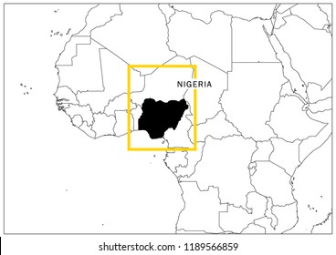 Nigeria map yellow frame geography national