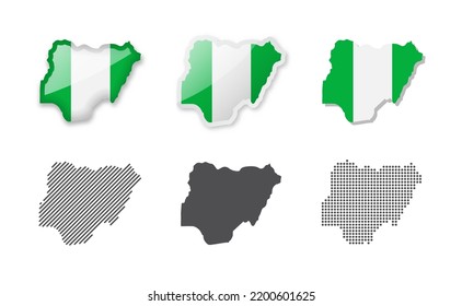Nigeria - Maps Collection. Six maps of different designs. Set of vector illustrations