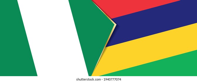 Nigeria und Mauritius Flaggen, zwei Vektorflaggen Symbol für Beziehung oder Konfrontation.