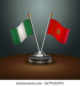 La tabla de Nigeria y Marruecos marca la relación con el fondo de gradiente. Ilustración vectorial