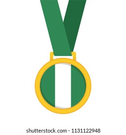 Nigeria national flag gold first place winners medal.