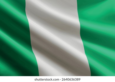 Nigeria national flag waving in the wind, realistic detailed silk texture
