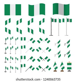 Nigeria national flags set. Vector.